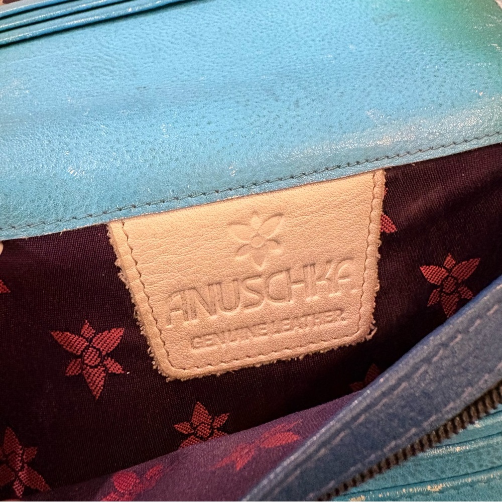 Anuschka Hand painted Colorful Floral Scenic Crossbody Small Leather Bag - Picture 4 of 8